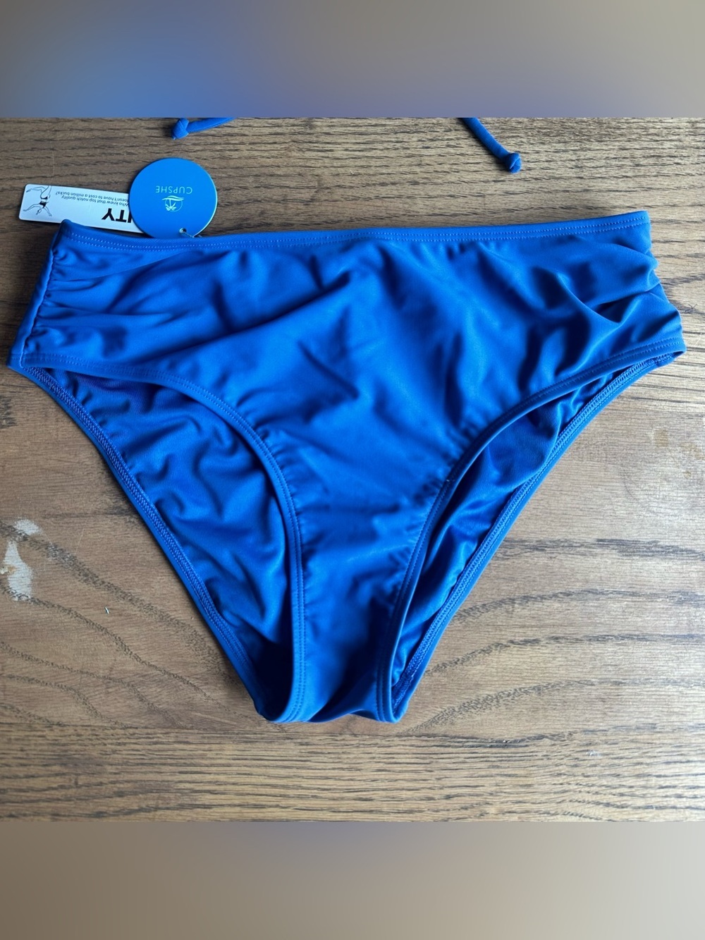 NWT Cupshe Ruched Drawstring Cutout Bikini & Mid Rise Set Size Small Blue - Picture 4 of 9